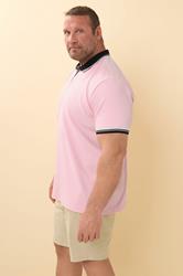 BadRhino Big & Tall Pink Seersucker Textured Zip Polo Shirt | BadRhino 4