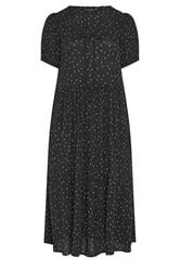 EVANS Curve Black Polka Dot Tiered Dress