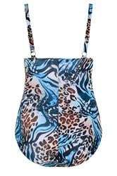 YOURS Plus Size Blue & Orange Animal Plunge Swimsuit | Yours Clothing 8
