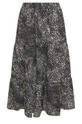 YOURS Plus Size Black Abstract Print Tiered Skirt | Yours Clothing 5