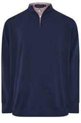 BadRhino Big & Tall Navy Blue Mock Shirt Milano Quarter Zip Jumper
