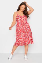 YOURS Curve Plus Size Red Floral Sundress | Yours Clothing 2