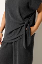 YOURS Plus Size Grey Wide Leg Textured Trousers | Yours Clothing 4