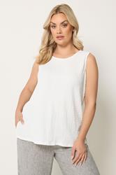 YOURS Plus Size White Bubble Textured Vest Top | Yours Clothing 3
