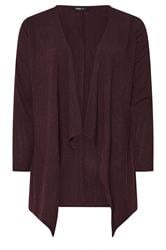 YOURS Curve Dark Purple Ribbed Waterfall Cardigan