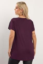 YOURS Plus Size Burgundy Red Mesh Embellished Swing Top | Yours Clothing  2