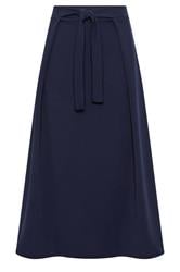 LTS Tall Navy Blue Tie Waist Midi Skirt