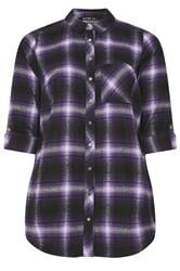 YOURS Curve Purple Check Boyfriend Shirt
