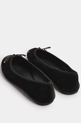 LTS Black Velvet Bow Ballerina Pumps In Standard Fit | Long Tall Sally 4