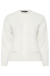 YOURS Curve White Button Through Knitted Cardigan