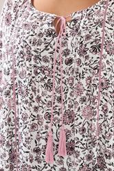YOURS Plus Size Pink Paisley Print Sequin Tie Neck Top | Yours Clothing 5