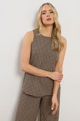 LTS Tall Women's Set Brown Gingham Print Vest Top & Trousers | Long Tall Sally 1