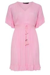 YOURS Curve Pink Crinkle Beach Dress