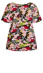 Evans Black Floral Print Pleat Front T-Shirt 4