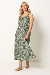 YOURS Plus Size Khaki Green Keyhole Midi Dress | Yours Clothing 1