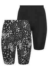YOURSET 2 PACK Curve Black Paisley Print Cycling Shorts