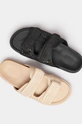 Natural Brown Woven Velcro Strap Sandals In Extra Wide EEE Fit | Yours Clothing 6