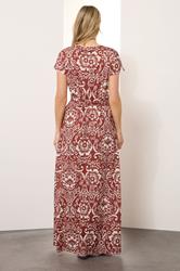 LTS Tall Red Floral Paisley Shirred Waist Maxi Dress | Long Tall Sally 2