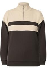 LTS Tall Women's Brown Colour Block Half Zip Sweatshirt | Long Tall sally 5