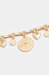Gold Tone Charm Bracelet | Yours Clothing 2
