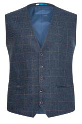BadRhino Tailoring Big & Tall Blue Wool Mix Check Suit Waistcoat