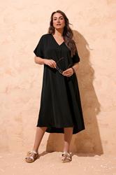 EVANS Plus Size Black Pleat Midi Dress | Evans 3