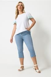 YOURS Plus Size Light Blue Capri AVA Jeans | Yours Clothing 1