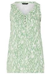 EVANS Curve Green Ikat Print Sleeveless Henley Top