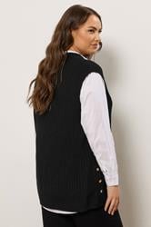 EVANS Plus Size Black Button Detail Knitted Vest | Evans  4