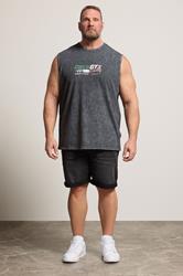 BadRhino Big & Tall Black Acid Wash 'Castrol' Graphic Vest | BadRhino 4
