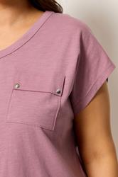YOURS Plus Size Pink Stud Pocket T-Shirt | Yours Clothing 4
