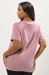 YOURS Plus Size Pink Diamante Embellished T-Shirt | Yours Clothing 2