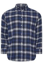 BadRhino Big & Tall White & Navy Blue Brushed Checked Shirt