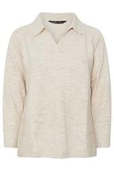 YOURS Curve Natural Brown Collared Knitted Jumper