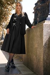 YOURS Plus Size Black Pearl Bow Front Through Cardigan 1