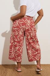 YOURS Plus Size Rust Orange Textured Floral Midaxi Culottes | Yours Clothing 3