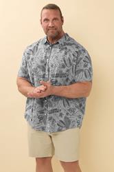 BadRhino Big & Tall Chambray Grey Tonal Leaf Print Shirt | BadRhino 2