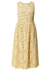 YOURS Curve Lemon Yellow Disty Floral Linen Maxi Dress