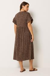 YOURS Plus Size Brown Leopard Print Midaxi Dress | Yours Clothing 2