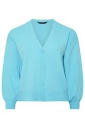 LIMITED COLLECTION Curve Light Blue Balloon Sleeve Knitted Cardigan