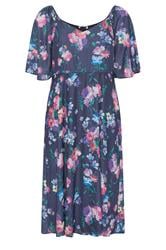 YOURS LONDON Curve Navy Blue Floral Midaxi Dress