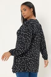 YOURS Plus Size Black Polka Dot Pleat Front Top | Yours Clothing 2