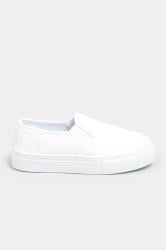 White Quilted Slip-On Trainers In Extra Wide Fit 2