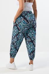 YOURS Plus Size Blue Paisley Print Harem Trousers | Yours Clothing 3