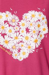 YOURS Plus Size Dark Pink Daisy Heart Print T-Shirt | Yours Clothing 4