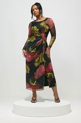 YOURS LONDON Plus Size Black Abstract Knot Dress | Yours Clothing 1