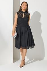 YOURS LONDON Plus Size Black Lace Sleeveless Keyhole Dress | Yours Clothing 1