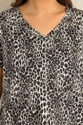 EVANS Plus Size Natural Leopard Print V Neck Cotton T-Shirt | Evans 5