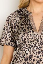 LTS Tall Women's Brown Leopard Print Satin Top | Long Tall Sally 4