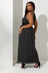 YOURS LONDON Plus Size Black Metallic Spot Print Halterneck Maxi Dress | Yours Clothing 4